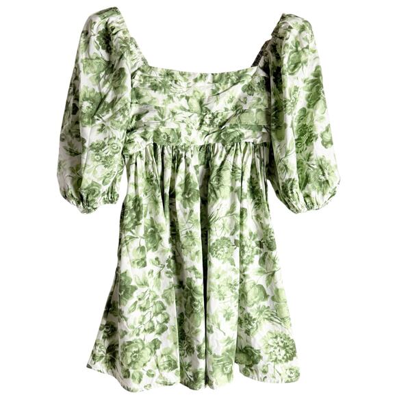 Abercrombie & Fitch Dresses & Skirts - Abercrombie & Fitch Green Floral 
 Puff Sleeve Babydoll Cottage Mini Dress S